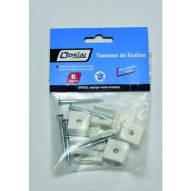 Sachet 6 tasseaux pour crémaillère perforée simple - blanc