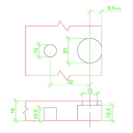 Ferrure d'assemblage à excentrique VB 36M/16 nickelé avec tenon pour panneau de 16 mm