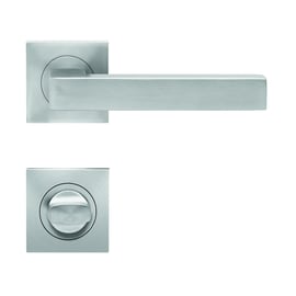 Ensemble sur rosace carrée SEATTLE inox satiné bec-de-cane