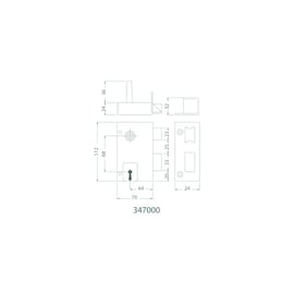 Serrure en applique de grille verticale à fouillot pêne dormant demi-tour droite