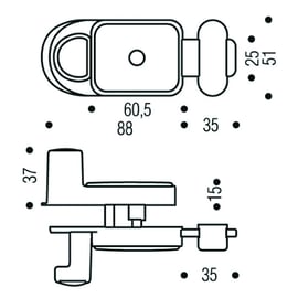 Verrou de cabine et WC 293 polyamide noir et blanc