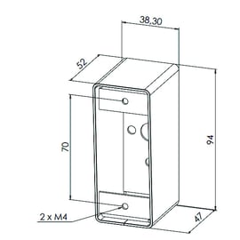 Boîtier rectangulaire en applique PBHI inox pour bouton poussoir