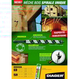 Mèche à bois spiralée attachement Hexagonal