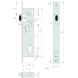 Serrure 1 point bec-de-cane seul pour gâche électrique 2241