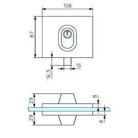 Serrure basse 1358 pour porte en verre
