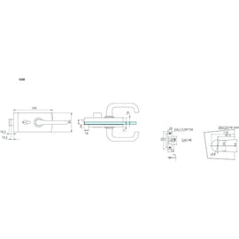 Serrure de milieu 4380 pour porte en verre