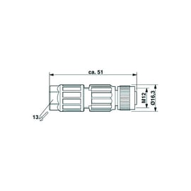 Connecteur série SACC-M12-QO - droit - M12 - mâle - autodénudant - 4 pôles - 0,34 m - SACC-M12MS-4QO-0,34-M