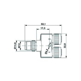 Répartiteur en Y série SAC-3P - 5 pôles - M12 - SAC-3P-M12Y/2XM12FS PE