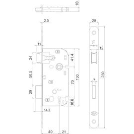 Serrure à larder 1 point coffre mince 7190 NF noire
