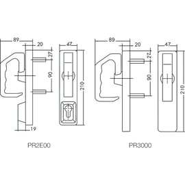 Module extérieur pour antipanique 89 DESIGN,90+ avec poignée rotative PR2E
