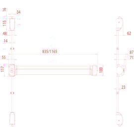 Serrure antipanique FLUID 2 points haut et bas coupe-feu blanc