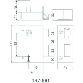 Serrure en applique verticale à fouillot