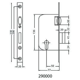 Serrure à larder 1 point MULTIBAT à rouleau clé I axe 50 mm noire