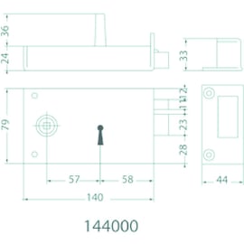 Serrure en applique horizontale à fouillot 144