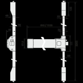 Serrure antipanique Push Bar 90+ 3 points haut et bas coupe-feu