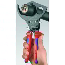 Pince coupe-câble à cliquet avec manche bimatière