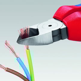 Pince coupante de côté à tranchant allongé avec manche bimatière