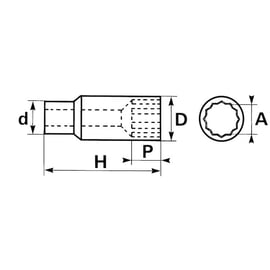 Douille 12 pans longue 1/2"