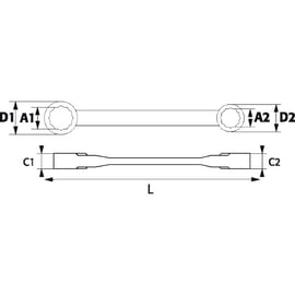 Clé polygonale à cliquet extra-plate