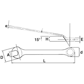 Clé mixte contre-coudée longue 53-36-L
