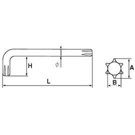 Clé mâle coudée empreinte Torx®