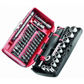 Composition de douilles et d'embouts 1/4" 6 pans NANO avec cliquet tête ronde R2NANOPB