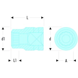 Douille impact 12 pans NKD - 16 mm