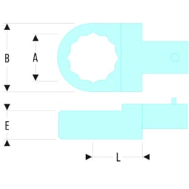 Embout polygonal pour clé dynamométrique attachement 9 x 12 mm