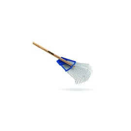 Balai à gazon bimatière 20 dents plates avec manche bois - 50 cm