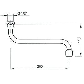 Bec de robinet par dessous - 1/2 - 200 mm