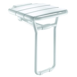 Siège de douche rabattable avec pied aluminium époxy blanc