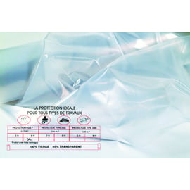 Film de protection pour travaux T200 matière vierge - 82 x 3 m - transparent