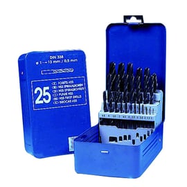 Coffret de 25 forets métaux laminés HSS - Plage de diamètres 1 à 13 mm