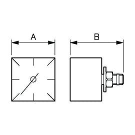 Manomètre - boîtier carré - 40 x 40 mm - 0-10 bar - MT CA1040P
