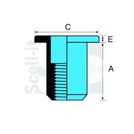 Écrou à sertir aveugle tête plate crantée END inox A2