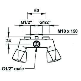 Mélangeur de douche tête à clapet - Entraxe : 60 mm