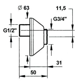 Raccord décalé de 11,5 mm 1/2" x 3/4"