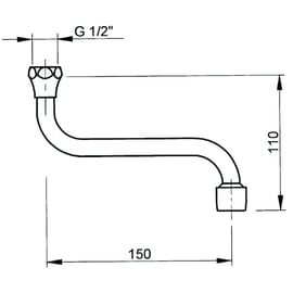 Bec de robinet universel par dessous - 1/2 - 150 mm