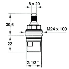 Tête céramique din 1/2" tour nue-tête