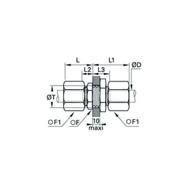 Raccord à compression union double traversée de cloison 1816