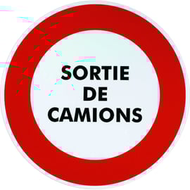 Panneau de signalisation PVC rigide sortie de camions 290 mm