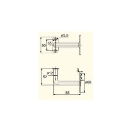 Support de rampe coudé fixe à visser acier zingué