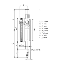 Comparateur mécanique 2972TB - Capacité de mesure 1 mm
