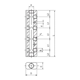 Nourrice de distribution double série 6048 - 3/8 - 1/4 - 4 mm - aluminium