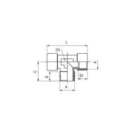 Raccord à compression Té égal femelle - centre mâle 4040