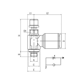 Régulateur de débit à l'échappement 55935 - laiton - M5 - 6 mm