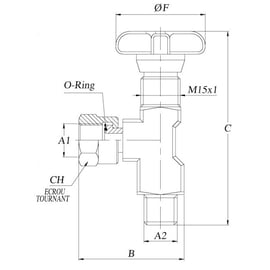 Robinet vanne manomètre 1/4" Gas 1/4" BSP