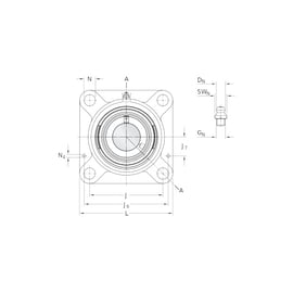 Palier complet à billes applique carré FY WF - 60 mm