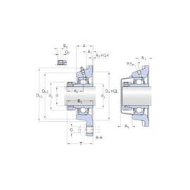 Palier complet à billes applique carré FY WF - 60 mm