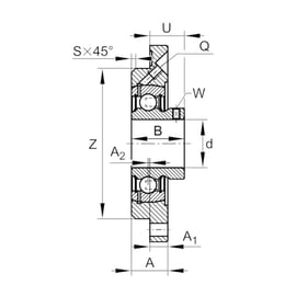 Palier complet auto-aligneur applique PMEY XL N - 145 mm